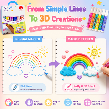 🔥HOT SALE 50% OFF🎁 Magic Puffy Pens for Kids – ✨3D Creative Drawing Art Set