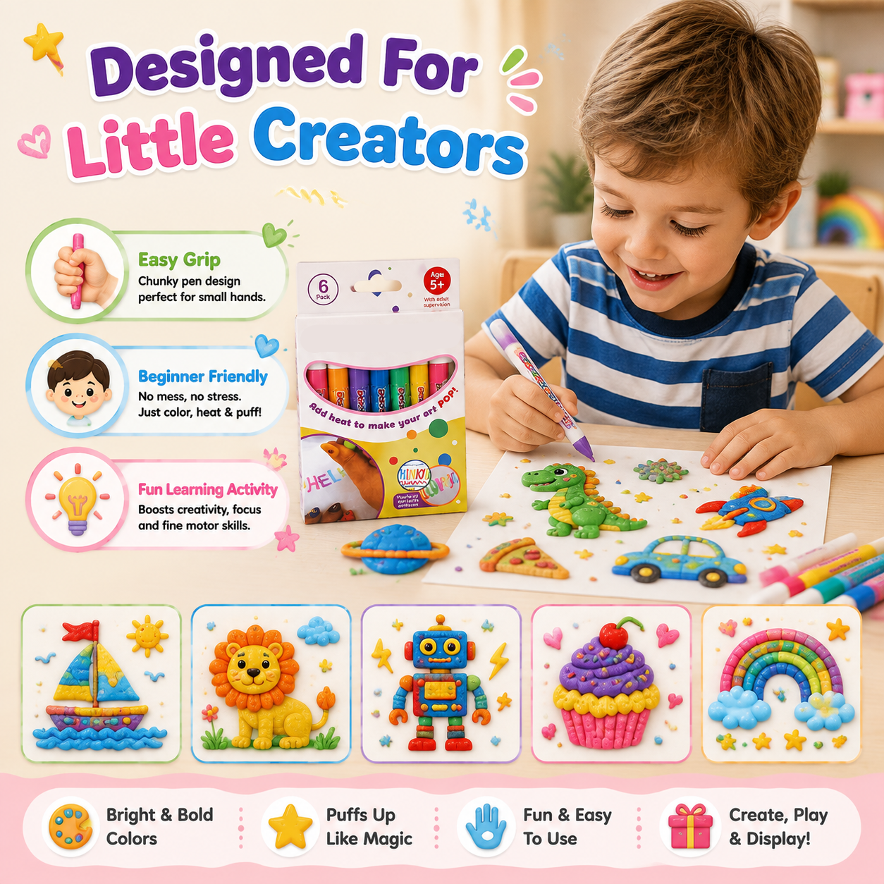 🔥HOT SALE 50% OFF🎁 Magic Puffy Pens for Kids – ✨3D Creative Drawing Art Set