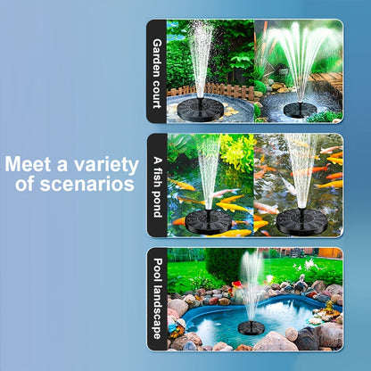 Peachlife™ Solar Fountain with 6 Nozzles – Solar Powered, Rechargeable Battery, LED Option