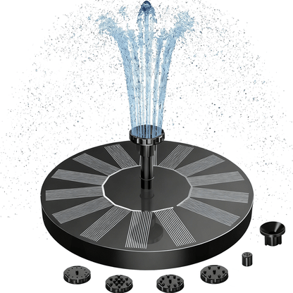 Peachlife™ Solar Fountain with 6 Nozzles – Solar Powered, Rechargeable Battery, LED Option