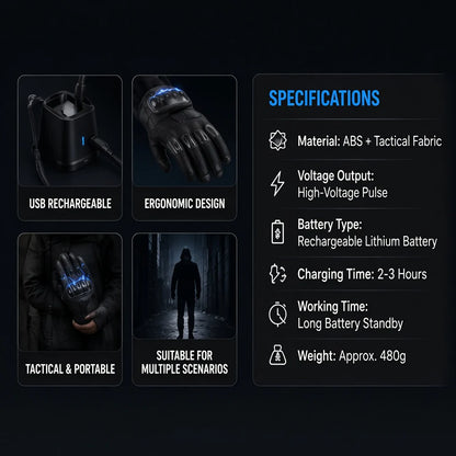Tactical StunGuard Pro High‑Voltage Self‑Defense Glove One touch. Instant protection.