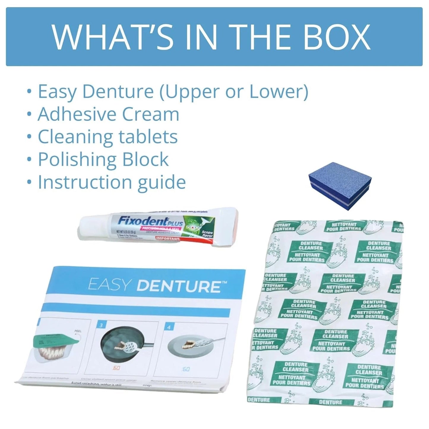 Easy Denture Set, Comfortable Smile Makeover - Made and Shipped from the USA🍀